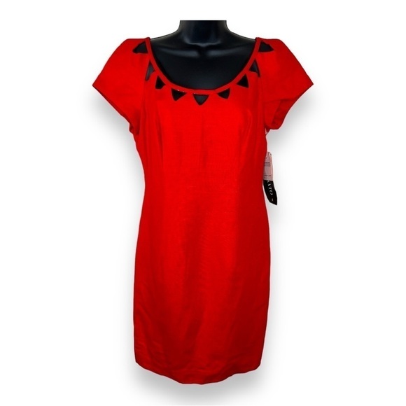 Vintage Kamisato Red Linen Blend Dress Petite 6 Event Party Retro Cocktail - Picture 1 of 12